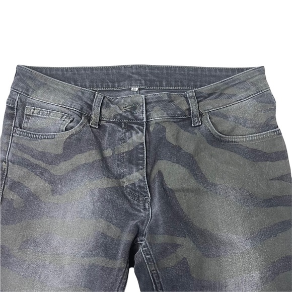 SANDRO Women's Black Washed Green Zebra Print Skinny Denim Jeans Size 40 EUC - Picture 4 of 11